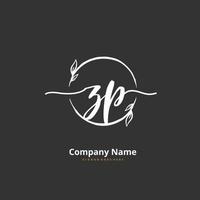 ZP Initial handwriting and signature logo design with circle. Beautiful design handwritten logo for fashion, team, wedding, luxury logo. vector