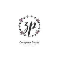 ZP Initial handwriting and signature logo design with circle. Beautiful design handwritten logo for fashion, team, wedding, luxury logo. vector