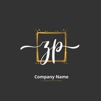 ZP Initial handwriting and signature logo design with circle. Beautiful design handwritten logo for fashion, team, wedding, luxury logo. vector