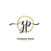 ZP Initial handwriting and signature logo design with circle. Beautiful design handwritten logo for fashion, team, wedding, luxury logo. vector