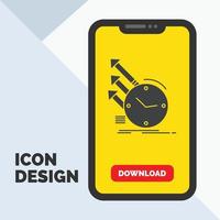 detection. inspection. of. regularities. research Glyph Icon in Mobile for Download Page. Yellow Background vector