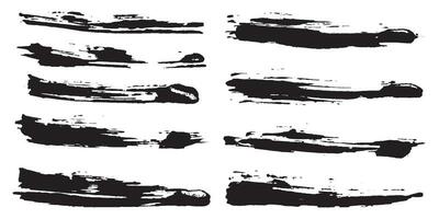 Hand drawn ink brush stroke set vector