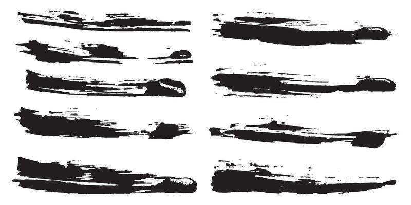 Hand drawn ink brush stroke set