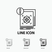 structure. standard. infrastructure. information. alert Icon in Thin. Regular and Bold Line Style. Vector illustration