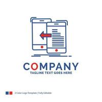 Company Name Logo Design For data. transfer. mobile. management. Move. Blue and red Brand Name Design with place for Tagline. Abstract Creative Logo template for Small and Large Business. vector