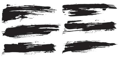 Hand drawn abstract black paint brush strokes collection vector