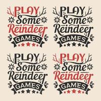 jugar algunos juegos de renos diseño de tipografía navideña vector