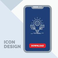 Development. idea. bulb. pencil. scale Line Icon in Mobile for Download Page vector