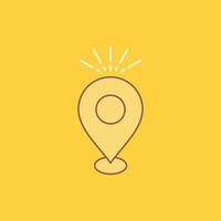 Location. Pin. Camping. holiday. map Flat Line Filled Icon. Beautiful Logo button over yellow background for UI and UX. website or mobile application vector