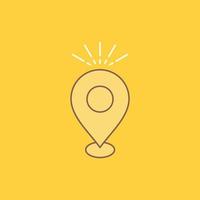 ubicación. alfiler. cámping. fiesta. icono lleno de línea plana de mapa. hermoso botón de logotipo sobre fondo amarillo para ui y ux. sitio web o aplicación móvil vector