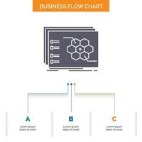 Game. strategic. strategy. tactic. tactical Business Flow Chart Design with 3 Steps. Glyph Icon For Presentation Background Template Place for text. vector