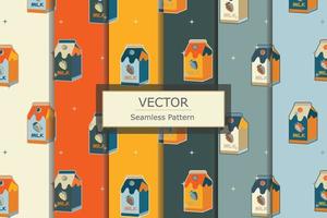 Milk carton colorful cute seamless repeat pattern background design vector