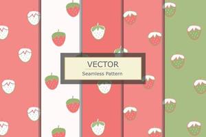 Strawberry fruit pink pastel vintage vector pattern seamless repeat background design