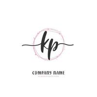 KP Initial handwriting and signature logo design with circle. Beautiful design handwritten logo for fashion, team, wedding, luxury logo. vector