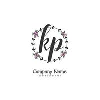 KP Initial handwriting and signature logo design with circle. Beautiful design handwritten logo for fashion, team, wedding, luxury logo. vector