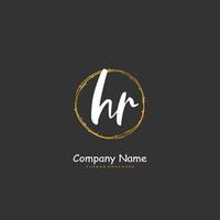 HR Initial handwriting and signature logo design with circle. Beautiful design handwritten logo for fashion, team, wedding, luxury logo. vector