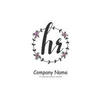 HR Initial handwriting and signature logo design with circle. Beautiful design handwritten logo for fashion, team, wedding, luxury logo. vector