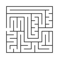 Square labyrinth. Dark abstract maze labyrinth isolated on white background. Game for kids. Vector illustration.