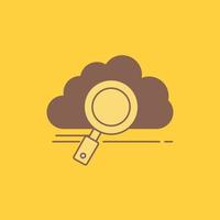 cloud. search. storage. technology. computing Flat Line Filled Icon. Beautiful Logo button over yellow background for UI and UX. website or mobile application vector