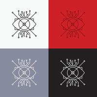 Ar. augmentation. cyber. eye. lens Icon Over Various Background. Line style design. designed for web and app. Eps 10 vector illustration