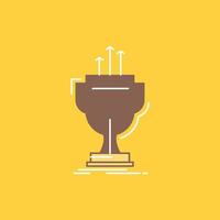 otorgar. competitivo. taza. borde. premio icono lleno de línea plana. hermoso botón de logotipo sobre fondo amarillo para ui y ux. sitio web o aplicación móvil vector