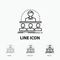 Business. coach. course. instructor. mentor Icon in Thin. Regular and Bold Line Style. Vector illustration