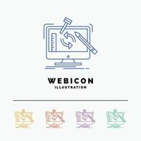 engineering. project. tools. workshop. processing 5 Color Line Web Icon Template isolated on white. Vector illustration