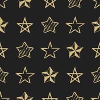 Seamless background of doodle stars. Hand drawn stars on dark background. Vector illustration