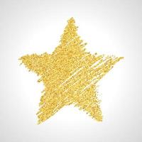 Hand drawn star with gold glitter effect. Rough star shape in doodle style with gold glitter effect on white background. Vector illustration