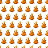 Seamless pattern with fire flame on white background. Vector illustration.