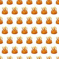 Seamless pattern with fire flame on white background. Vector illustration.