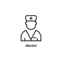 el símbolo del médico de signo vectorial está aislado en un fondo blanco. color de icono editable. vector