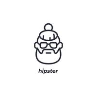 el símbolo de hipster de signo vectorial está aislado en un fondo blanco. color de icono editable. vector