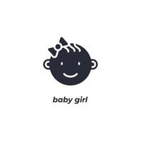 Vector sign baby girl symbol is isolated on a white background. icon color editable.