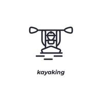 el símbolo de kayak de signo vectorial está aislado en un fondo blanco. color de icono editable. vector