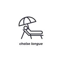 Vector sign chaise longue symbol is isolated on a white background. icon color editable.