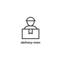 Vector sign delivery man symbol is isolated on a white background. icon color editable.
