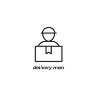 Vector sign delivery man symbol is isolated on a white background. icon color editable.