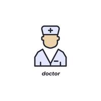 el símbolo del médico de signo vectorial está aislado en un fondo blanco. color de icono editable. vector