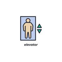 Vector sign elevator symbol is isolated on a white background. icon color editable.