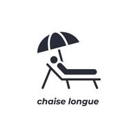 el símbolo del chaise longue de signo vectorial está aislado en un fondo blanco. color de icono editable. vector