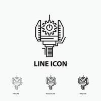 Automation. industry. machine. production. robotics Icon in Thin. Regular and Bold Line Style. Vector illustration