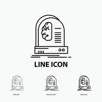 Ai. brain. future. intelligence. machine Icon in Thin. Regular and Bold Line Style. Vector illustration