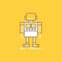 autonomous. machine. robot. robotic. technology Flat Line Filled Icon. Beautiful Logo button over yellow background for UI and UX. website or mobile application vector
