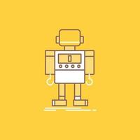 autónomo. máquina. robot. robótico icono lleno de línea plana de tecnología. hermoso botón de logotipo sobre fondo amarillo para ui y ux. sitio web o aplicación móvil vector