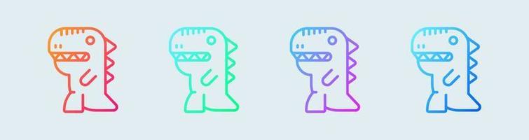 Dinosaur line icon in gradient colors. Jurassic signs vector illustration.