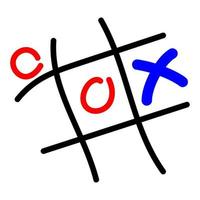 Doodle tic tac toe for paper design. Simple line drawing. Vector design.