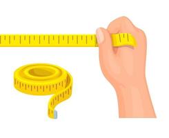 cinta medir amarillo coser sastre herramienta objeto ilustración vector