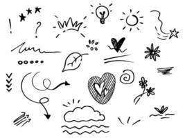 Doodle elements for concept design on set. isolated on white background. Infographic elements. Emphasis, curly swishes, swoops, swirl, arrow. vector illustration.