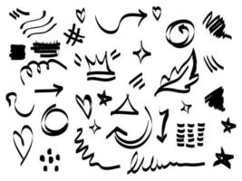 Doodle elements for concept design on set. isolated on white background. Infographic elements. Emphasis, curly swishes, swoops, swirl, arrow. vector illustration.